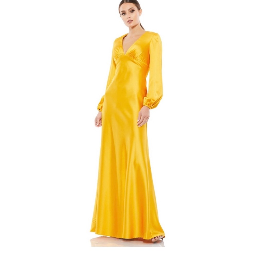 NWT LEENA Mac Duggal Golden Yellow Maxi Dress. Size 0